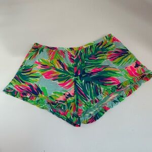Lilly Pulitzer, girls cotton shorts XL island time colorful palm